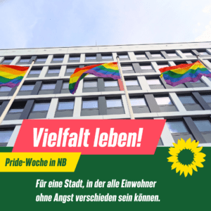 Regenbogenflaggen vorm Rathaus Neubrandenburg