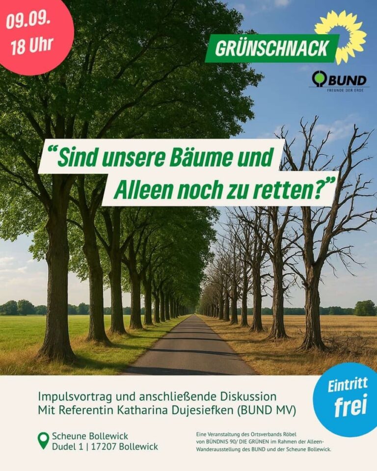 Sind unsere Bäume und Alleen noch zu retten? Grünschnack Röbel, BUND MV, Scheune Bollewick