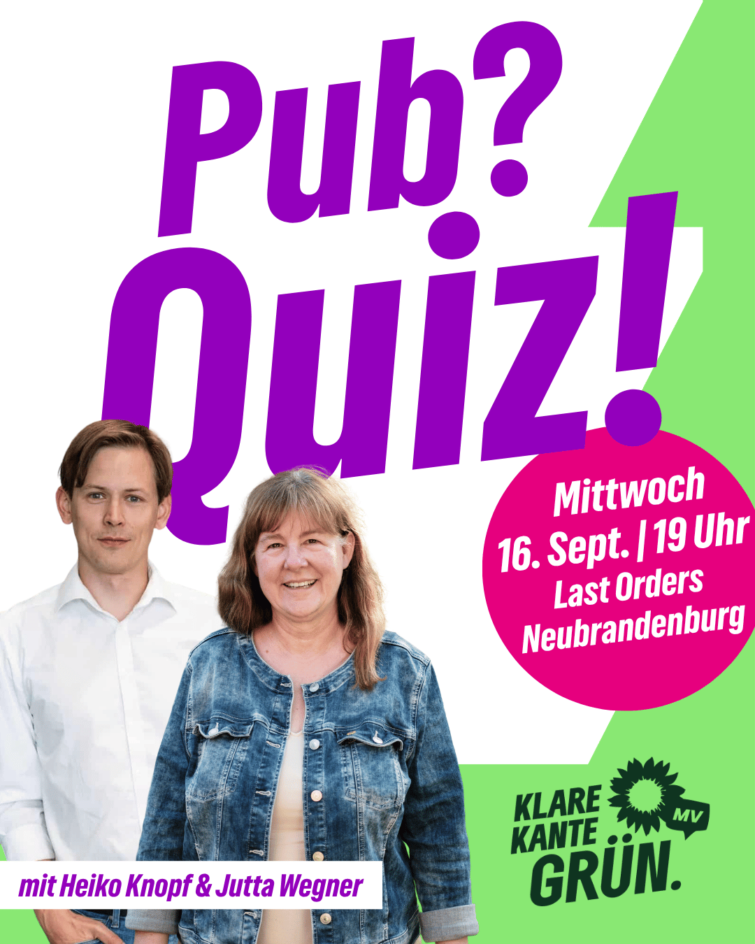 Pubquiz Heiko Knopf und Jutta Wegner Neubrandenburg